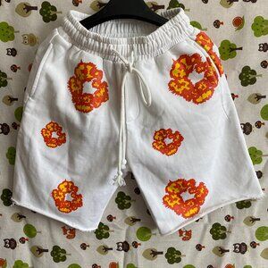 Denim Tears Flame Print Cotton Drawstring Shorts Men